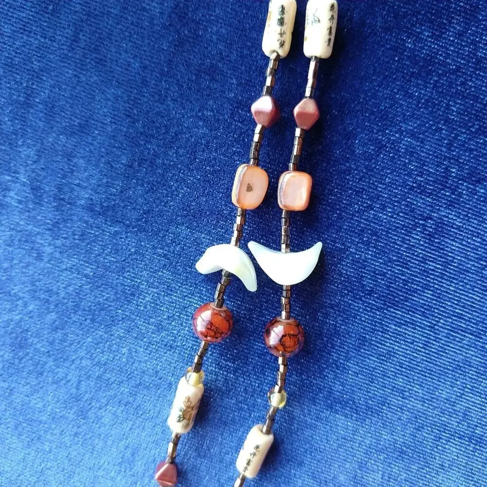 Hanzi Seashell and Bead Bracelet Thankful Prosperous cultural fashion jewelry